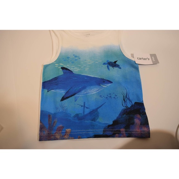 NWT Carter's‎ Gender Neutral Tank Size 24mo w/ Shark Ocean Design - Picture 2 of 4